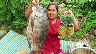 Yummy Cooking Steamed big fish witch pineapple recipe & My Cooking skill