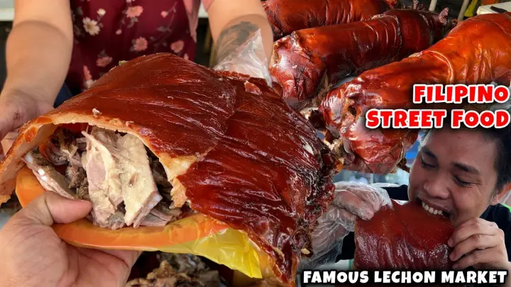 Filipino Street Food | Famous Lechon Market in the Philippines | Lechon Baboy, Chicharon Bulaklak