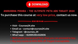 Aniruddha Mishra - The Ultimate Meta Ads Toolkit 2024