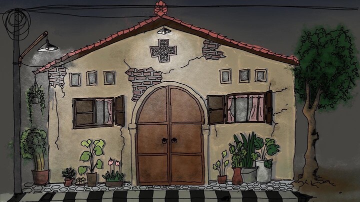 Satisfying to Watch, Timelapse Drawing Cartoon Home Background ~ Spooky House Detected [4K]