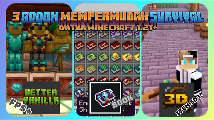 3 ADDON MEMPERMUDAH SURVIVAL UNTUK MCPE 1.21+