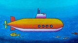 Cara menggambar kapal selam || Menggambar dan mewarnai kapal laut