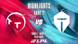 TT vs TES | Highlights - Game 2 | Tuần 5 Ngày 3 | LPL Mùa Xuân 2022