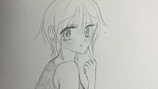 How to draw anime girl w/ short hair | no time lapse easy step by step
