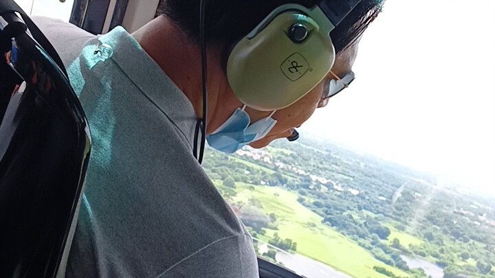 AS350 maintenance flight flying over Cavite