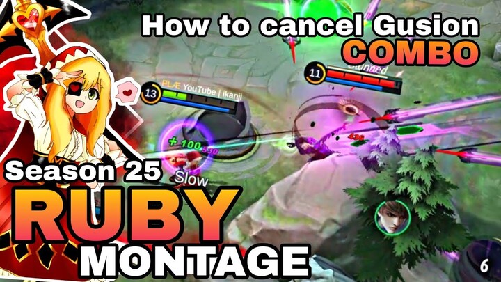 How to cancel Gusion Combo using RUBY | ikanji | RUBY MONTAGE | Top Global Ruby | Mobile Legends