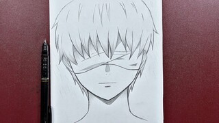 Easy anime sketch | how to draw a blind anime boy easy step-by-step