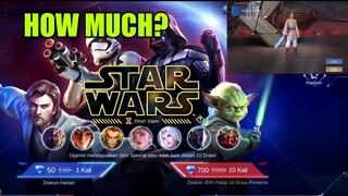 How Much Diamonds For A X STAR WARS Skin || X STAR WARS Draw 2022 Mobile Legends