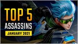 Top 5 Best Assassins in January 2021 | Gusion returns to META! Mobile Legends