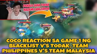 COCO reaction sa game 1 ng BLACKLIST V's TODAK, team PH vs team MALAYSIA iesf