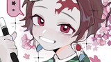 [Procreate] Biểu Tượng: Tanjirou với những bông hoa