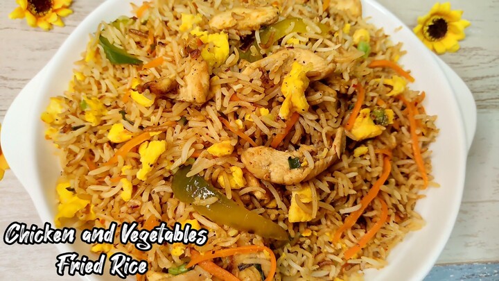 Chicken and Vegetables Fried Rice Recipe in Hindi Dubbed | Urdu Dubbed | English Subtitles