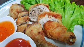 ปีกไก่ยัดไส้ น่องไก่ยัดไส้ กรอบนอกน่มใน หอมกลิ่นสมุนไพร | ครัวอร่อยมาก