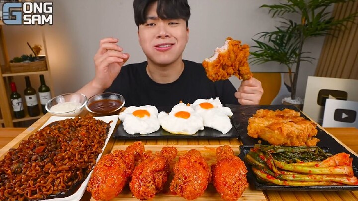 Mukbang Fried Egg & Chicken