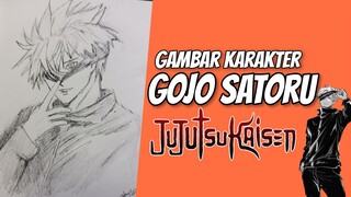 Menggambar Karakter Gojo Satoru Secara sederhana