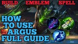 How to use Argus guide & best build mobile legends ml 2020
