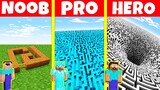 Minecraft Battle: NOOB vs PRO vs HEROBRINE: MAZE BUILD HOUSE CHALLENGE / Animation