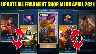 UPDATE ALL FRAGMENT SHOP MOBILE LEGENDS BULAN ARPIL 2021!!! RARE FRAGMENT,HERO FRAGMENT SHOP