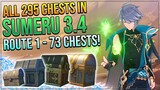Genshin Impact 3.4 Complete Chest Guide! 295 Chests! Desert of Hadramaveth! | ROUTE 1 - 73 CHESTS!