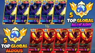 5 Global Alucard Vs 5 Global Aldous 500 Stack! 😱 (Lifesteal Vs 1 Hit Damage) - Who Will Win?! 🔥