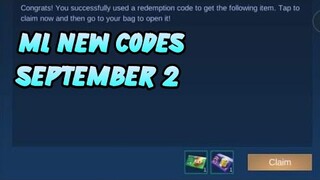 ML NEW CODES/SEPTEMBER 2 2020