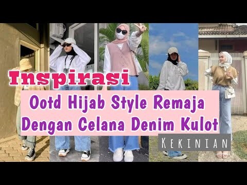 Inspirasi Ootd Hijab Style Remaja dengan celana Denim kulot kekinian+Link