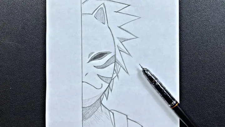 Anime sketch | how to draw kakashi wearing anbu mask step-by-step