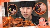 【韩国吃货JaeYeol宰烈】今天是红色系列！火鸡面味超大章鱼+韩国炸鸡