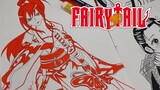 Erza Scarlet - Fairy Tail || Red and White Art (SPEED DRAWING)