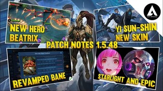 PATCH NOTES 1.5.48 | REVAMPED BANE | KAGURA RAINY WALK | YSS NEW SKIN | NEW HERO BEATRIX SKILLS