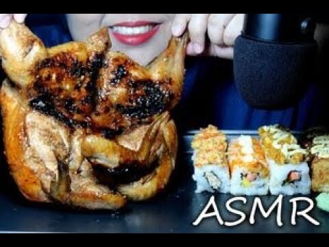 ASMR SPICY PERI PERI CHICKEN//MIXED SUSHI//REAL SOUNDS//NO TALKING MUKBANG//