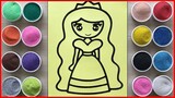 Tô màu tranh cát công chúa tóc dài xinh đẹp - Sand painting long hair princess (Chim Xinh channel)