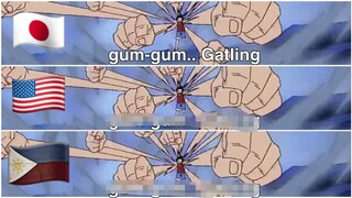 Gomu-gomu gatling in 3 languages
