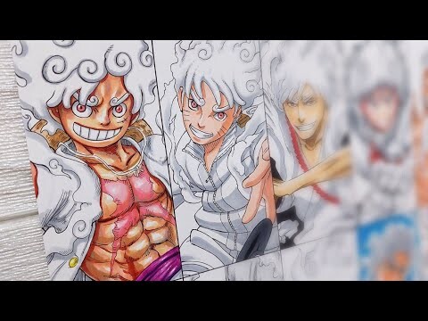 Gear 5 Again | Drawing All Anime Protagonists as Sun God Nika | One Piece | ワンピース