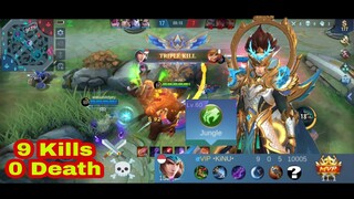 9 Kills!! 0 Death Zilong Fast Farm jungle emblem Core Zilong Mobile Legends 9 minutes Level 15  mlbb