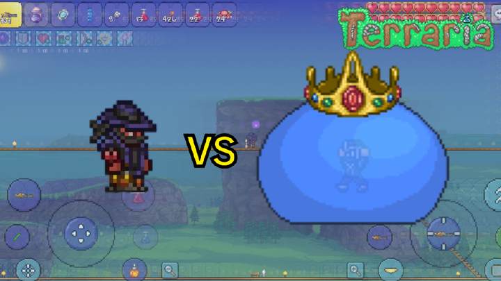 [EP.1][Terraria 1.4 Mobile - Master mod+for the Worthy] สู้กับ Boss King Slime