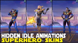 EXCLUSIVE IDLE ANIMATION OF SUPERHERO SQUAD LANCELOT AND BRUNO HERO SKINS HIDDEN ANIMATION! MLBB