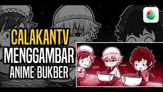 Menggambar 3 Karakter Anime Lagi Buka Bersama