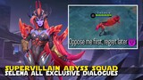 SELENA ABYSSAL SQUAD ALL EXCLUSIVE VOICELINES/DIALOGUES | NEW VOICEOVERS! | MOBILE LEGENDS NEW SKIN