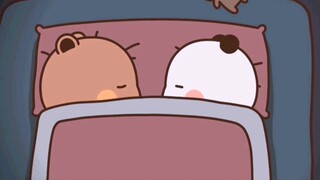 Poor little Bubu, woke up by the cold again. It's one quilt, two can be too crowded, right?