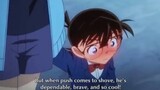 Conan blush when Ran tell him that she like Shinichi