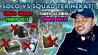 TANPA MEDKIT, GLOWALL, VEST DAN HELM SOLO VS SQUAD UDAH GILA!! | Free fire indonesia