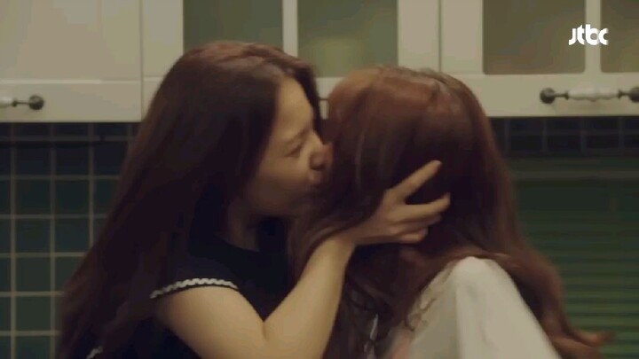Lesbian kissing seen