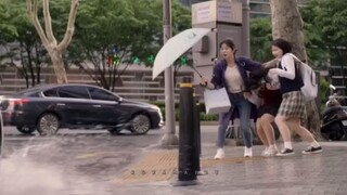 she is using umbrella