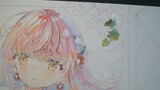 チョコレートコスモスの咲く小窓｜Explanation of the painting method｜Transparent watercolor
