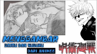 Menggambar Gojou dan Suguru dari Anime Jujutsu Kaisen.