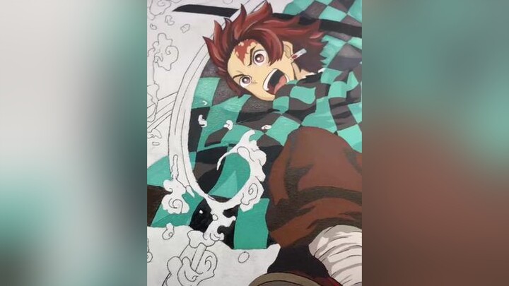 Don’t be shy, share copy link😈 demonslayer tanjiro painting HolidayDecor