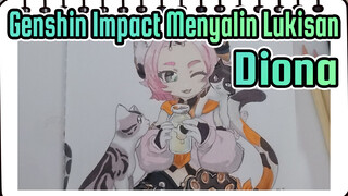 [Genshin Impact Menyalin Lukisan] Menggambar Diona yang lucu