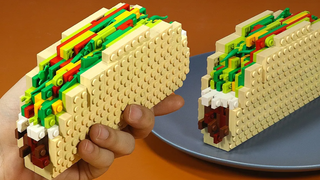 LEGO TACOS พร้อมไส้ไก่และอโวคาโด อาหารเลโก้ในชีวิตจริง\ Stop Motion Cooking & ASMR