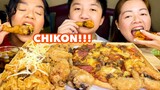 FRIED CHICKEN, PIZZA AND PASTA W/ MEATBALLS MUKBANG | COLLAB WITH @Sally M